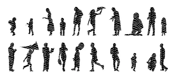 Silhouettes Vectorielles Silhouettes Esquissées Personnes Dessin Contour Silhouette Personnes Icône — Image vectorielle