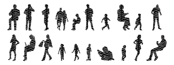 Vector Silhouettes Outline Silhouettes People Contour Drawing People Silhouette Icon — 스톡 벡터