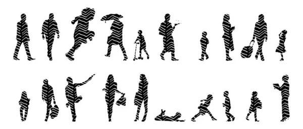 Vector Silhouettes Outline Silhouettes People Contour Drawing People Silhouette Icon — 스톡 벡터