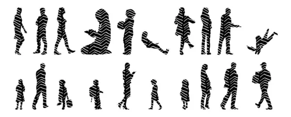 Vector Silhouettes Outline Silhouettes People Contour Drawing People Silhouette Icon — 스톡 벡터