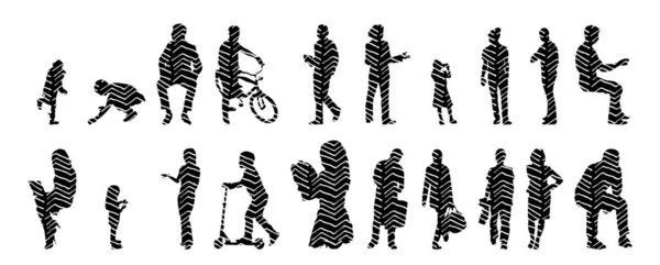 Vector Silhouettes Outline Silhouettes People Contour Drawing People Silhouette Icon — 스톡 벡터