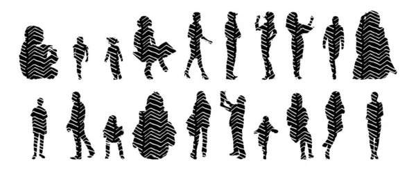 Vector Silhouettes Outline Silhouettes People Contour Drawing People Silhouette Icon — 스톡 벡터