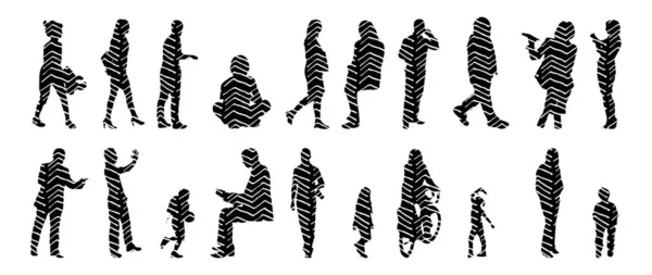 Vector Silhouettes Outline Silhouettes People Contour Drawing People Silhouette Icon — 스톡 벡터