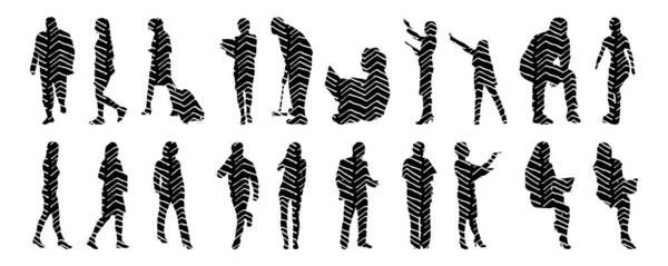 Vector Silhouettes Outline Silhouettes People Contour Drawing People Silhouette Icon — 스톡 벡터