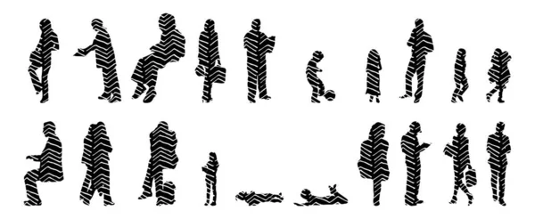 Vector Silhouettes Outline Silhouettes People Contour Drawing People Silhouette Icon — 스톡 벡터