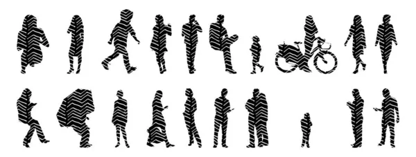 Vector Silhouettes Outline Silhouettes People Contour Drawing People Silhouette Icon — 스톡 벡터