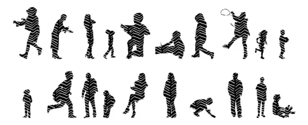 Silhouettes Vectorielles Silhouettes Esquissées Personnes Dessin Contour Silhouette Personnes Icône — Image vectorielle