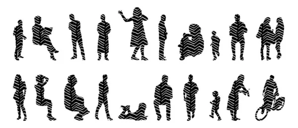 Vector Silhouettes Outline Silhouettes People Contour Drawing People Silhouette Icon — 스톡 벡터