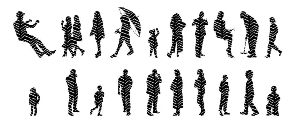 Vector Silhouettes Outline Silhouettes People Contour Drawing People Silhouette Icon — 스톡 벡터