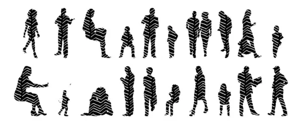 Vector Silhouettes Outline Silhouettes People Contour Drawing People Silhouette Icon — 스톡 벡터