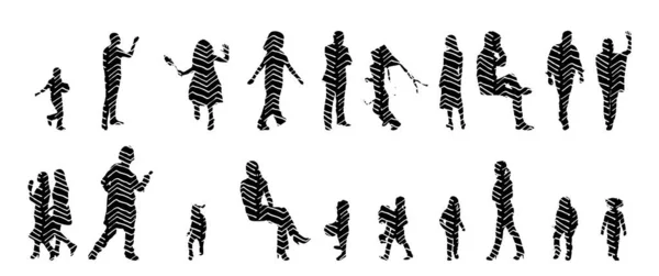 Silhouettes Vectorielles Silhouettes Esquissées Personnes Dessin Contour Silhouette Personnes Icône — Image vectorielle