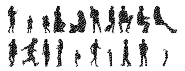 Vector Silhouettes Outline Silhouettes People Contour Drawing People Silhouette Icon — 스톡 벡터