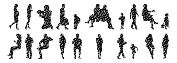 Vector Silhouettes Outline Silhouettes People Contour Drawing People Silhouette Icon — 스톡 벡터