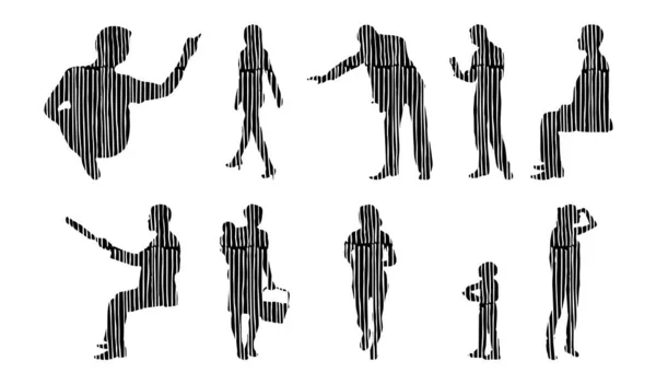 Silhouettes Vectorielles Silhouettes Esquissées Personnes Dessin Contour Silhouette Personnes Icône — Image vectorielle