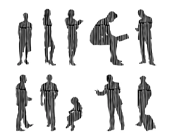 Vector Silhouettes Outline Silhouettes People Contour Drawing People Silhouette Icon — 스톡 벡터