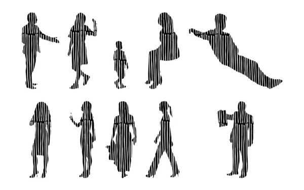 Vector Silhouettes Outline Silhouettes People Contour Drawing People Silhouette Icon — 스톡 벡터