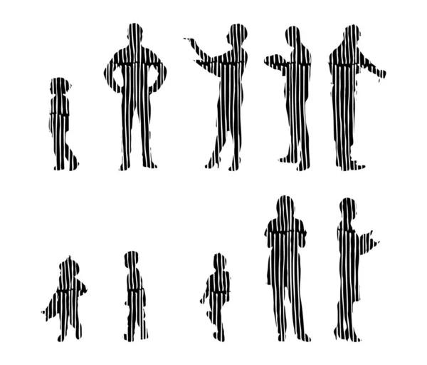 Vector Silhouettes Outline Silhouettes People Contour Drawing People Silhouette Icon — 스톡 벡터