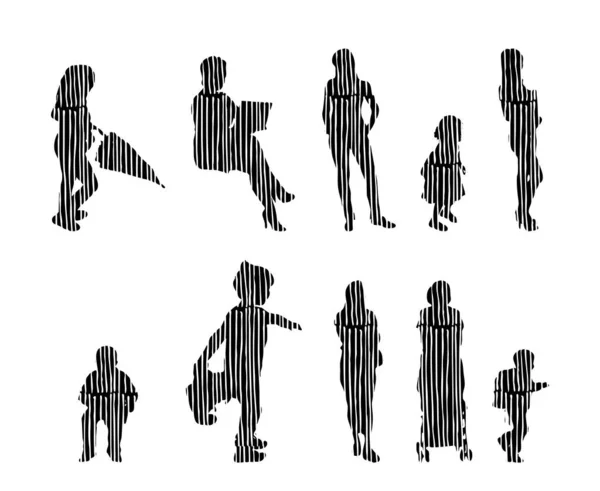 Vector Silhouettes Outline Silhouettes People Contour Drawing People Silhouette Icon — 스톡 벡터