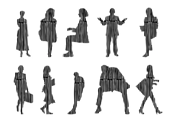 Vector Silhouettes Outline Silhouettes People Contour Drawing People Silhouette Icon — 스톡 벡터