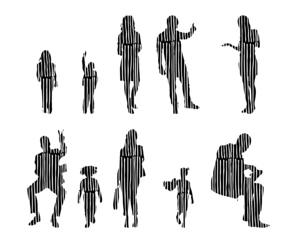 Vector Silhouettes Outline Silhouettes People Contour Drawing People Silhouette Icon — 스톡 벡터