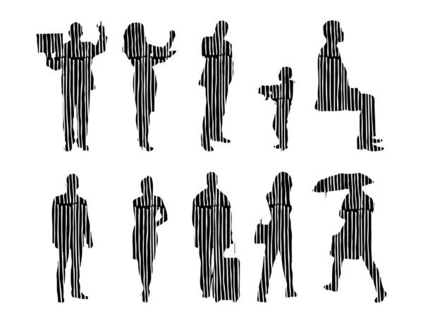 Vector Silhouettes Outline Silhouettes People Contour Drawing People Silhouette Icon — 스톡 벡터