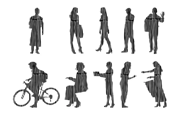 Siluetas Vectores Siluetas Contorno Personas Dibujo Contorno Silueta Personas Icono — Archivo Imágenes Vectoriales