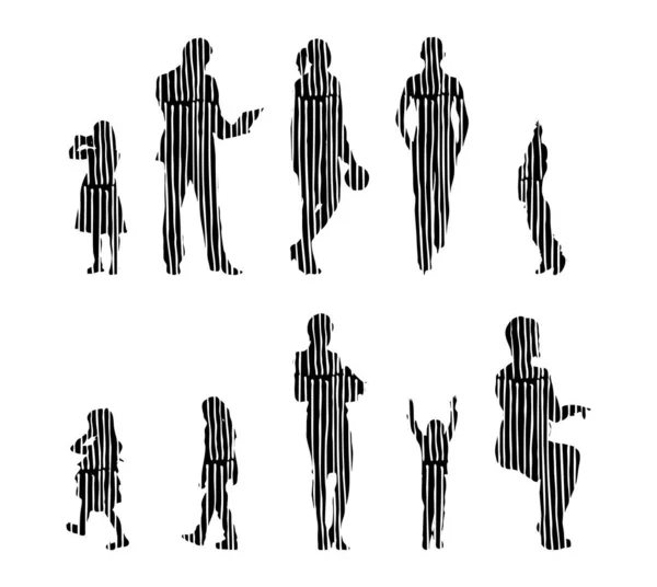 Vector Silhouettes Outline Silhouettes People Contour Drawing People Silhouette Icon — 스톡 벡터