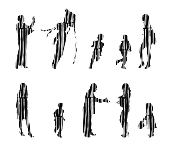 Vector Silhouettes Outline Silhouettes People Contour Drawing People Silhouette Icon — 스톡 벡터