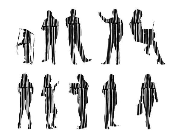 Vector Silhouettes Outline Silhouettes People Contour Drawing People Silhouette Icon — 스톡 벡터