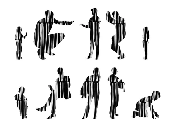 Silhouettes Vectorielles Silhouettes Esquissées Personnes Dessin Contour Silhouette Personnes Icône — Image vectorielle