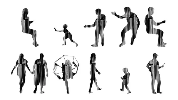 Vector Silhouettes Outline Silhouettes People Contour Drawing People Silhouette Icon — 스톡 벡터