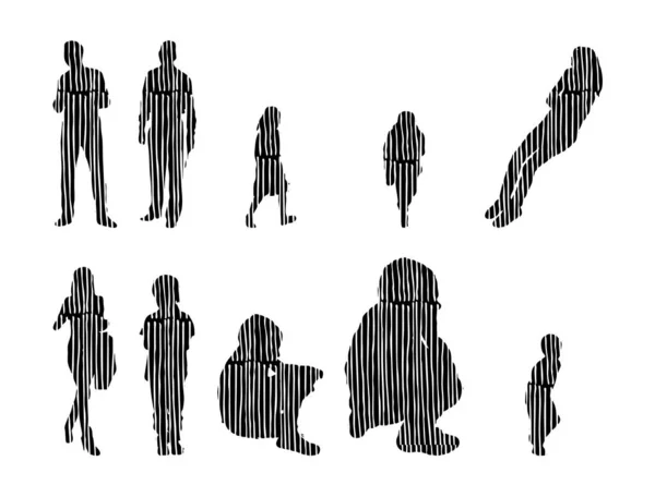 Vector Silhouettes Outline Silhouettes People Contour Drawing People Silhouette Icon — Stock Vector