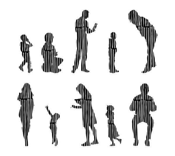 Vector Silhouettes Outline Silhouettes People Contour Drawing People Silhouette Icon — 스톡 벡터