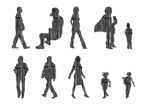 Vector Silhouettes Outline Silhouettes People Contour Drawing People Silhouette Icon — 스톡 벡터