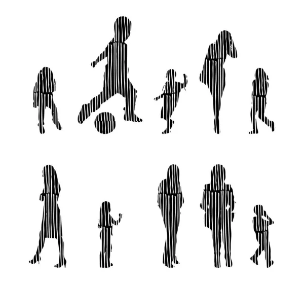 Vector Silhouettes Outline Silhouettes People Contour Drawing People Silhouette Icon — 스톡 벡터