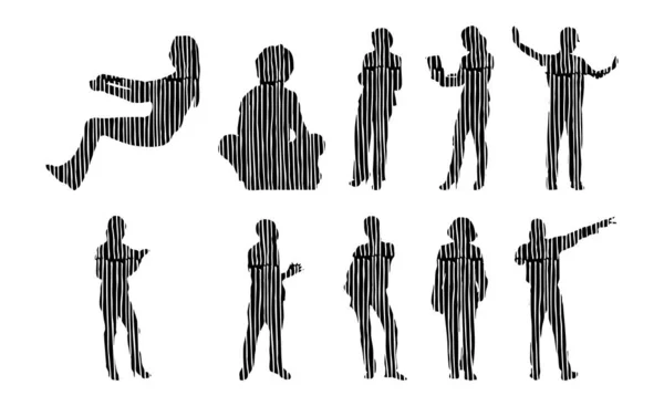 Vector Silhouettes Outline Silhouettes People Contour Drawing People Silhouette Icon — 스톡 벡터