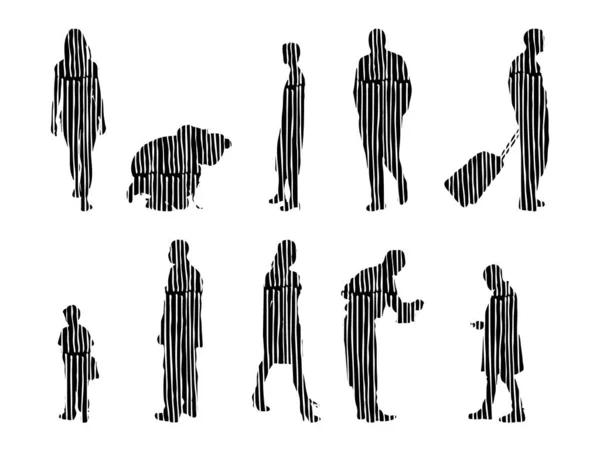 Vector Silhouettes Outline Silhouettes People Contour Drawing People Silhouette Icon — 스톡 벡터