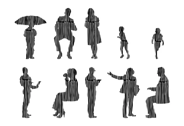 Vector Silhouettes Outline Silhouettes People Contour Drawing People Silhouette Icon — 스톡 벡터