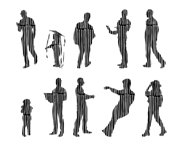 Vector Silhouettes Outline Silhouettes People Contour Drawing People Silhouette Icon — 스톡 벡터