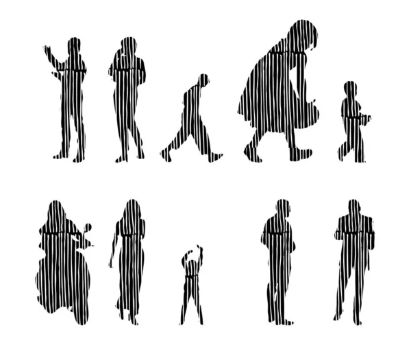 Vector Silhouettes Outline Silhouettes People Contour Drawing People Silhouette Icon — 스톡 벡터