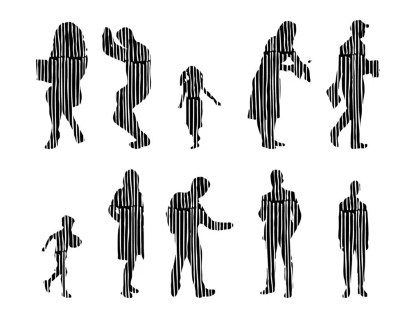 Vector Silhouettes Outline Silhouettes People Contour Drawing People Silhouette Icon — 스톡 벡터