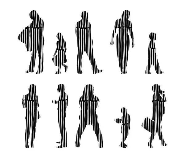 Vector Silhouettes Outline Silhouettes People Contour Drawing People Silhouette Icon — 스톡 벡터