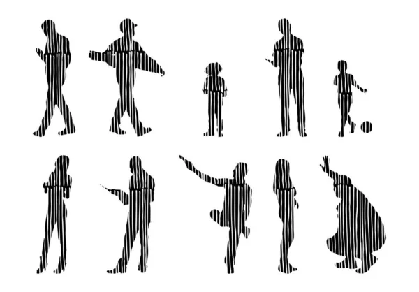 Siluetas Vectores Siluetas Contorno Personas Dibujo Contorno Silueta Personas Icono — Archivo Imágenes Vectoriales