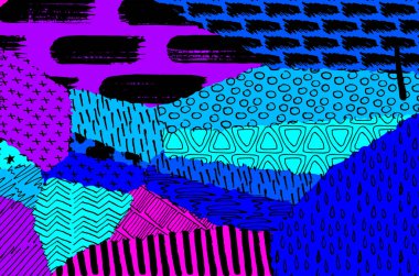 Soyut siyah darbeler, El, Vektör Deseni 'ni çizdi. Geometrik tarzda soyut arkaplan. Soyut çok renkli geometrik desen.