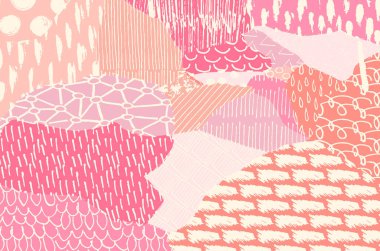 Soyut siyah darbeler, El, Vektör Deseni 'ni çizdi. Geometrik tarzda soyut arkaplan. Soyut çok renkli geometrik desen.