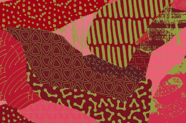 Soyut siyah darbeler, El, Vektör Deseni 'ni çizdi. Geometrik tarzda soyut arkaplan. Soyut çok renkli geometrik desen.