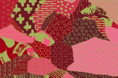 Soyut siyah darbeler, El, Vektör Deseni 'ni çizdi. Geometrik tarzda soyut arkaplan. Soyut çok renkli geometrik desen.