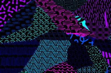 Soyut siyah darbeler, El, Vektör Deseni 'ni çizdi. Geometrik tarzda soyut arkaplan. Soyut çok renkli geometrik desen.