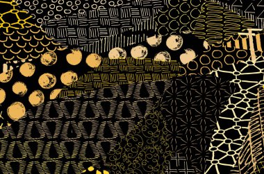 Soyut siyah darbeler, El, Vektör Deseni 'ni çizdi. Geometrik tarzda soyut arkaplan. Soyut çok renkli geometrik desen.