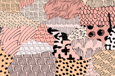 Soyut siyah darbeler, El, Vektör Deseni 'ni çizdi. Geometrik tarzda soyut arkaplan. Soyut çok renkli geometrik desen.